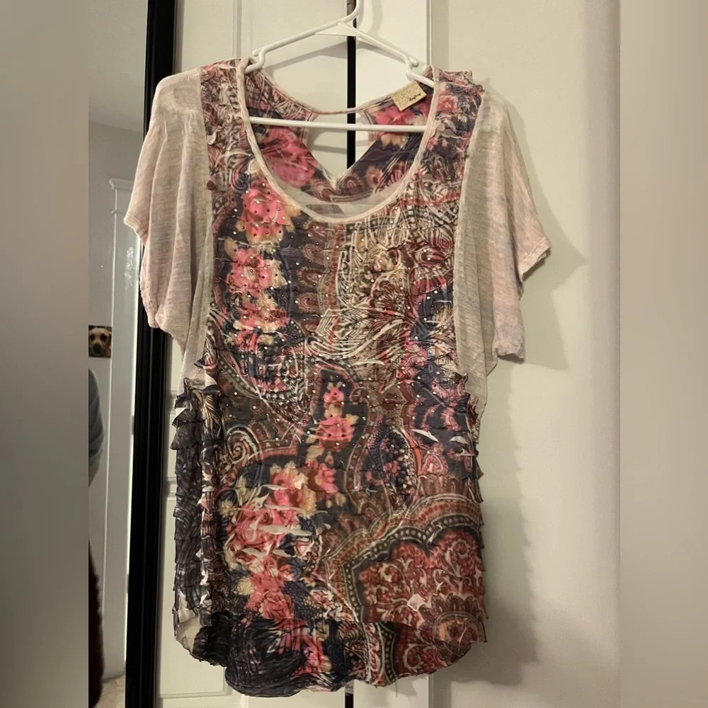 Buckle Daytrip Floral Sequin Top Vintage Rose Graphic Tee Medium M - Picture 10 of 11